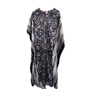 Winlar Women's Long Floral Flowy Kaftan Made In Pakistan One Size Vintage 1990s